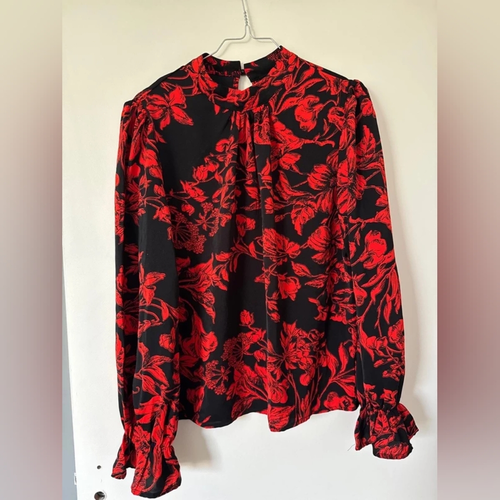 Floral Red and Black Women's Top